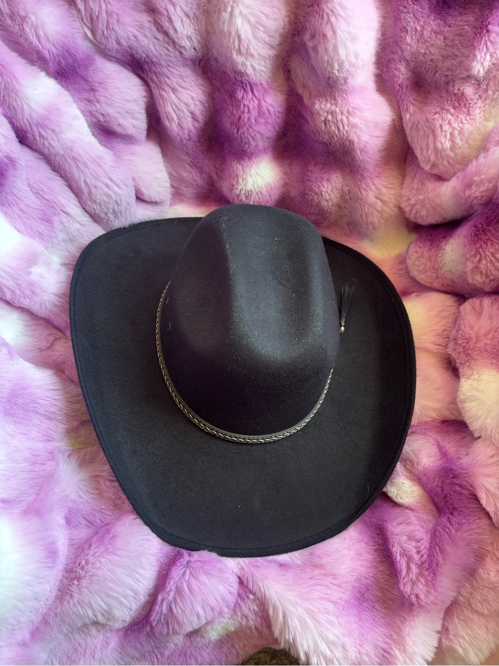 Serra Black Satin-Lined Cowboy Hat with Gold Logo